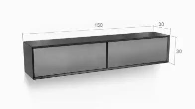 Шкаф навесной двухдверный горизонтальный Glass, цвет Черный + Серый фото - 6 - превью